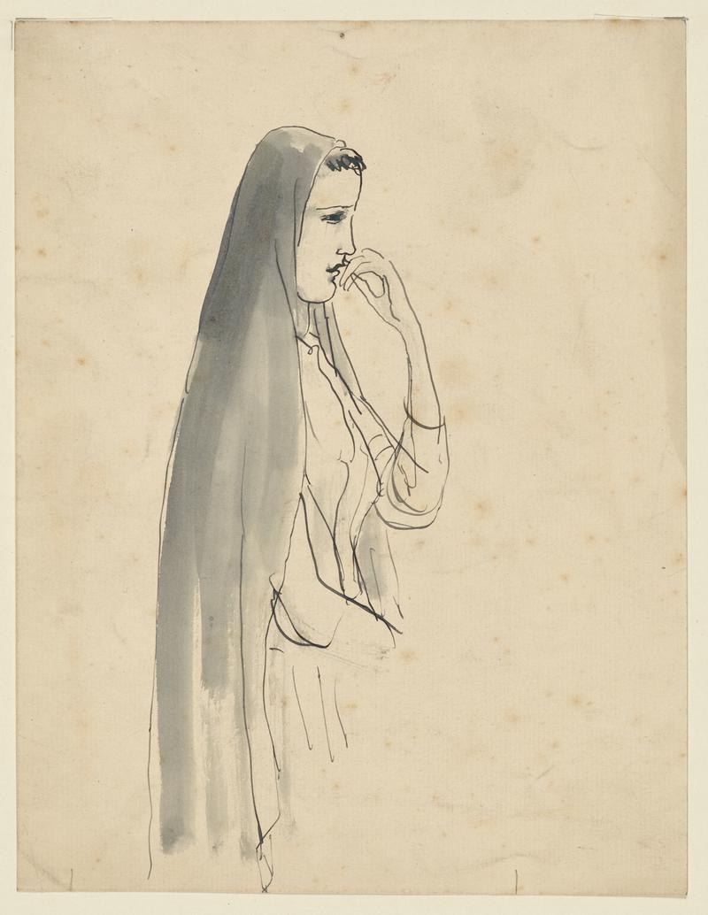 Three Quarter-Length Sketch of a Girl in a Shawl