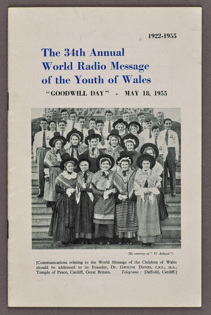 Peace message pamphlet, 1955