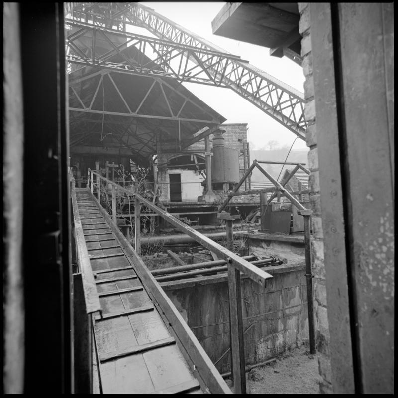 Black and white film negative showing pit top, Lewis Merthyr Colliery.  'Lewis Merthyr' is transcribed from original negative bag.