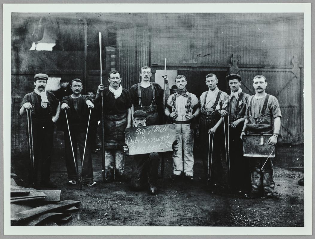 Workers at the No.7 Mill, Orb Iron Works, Newport, early 1900's.