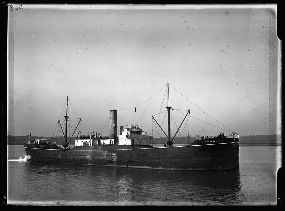 Starboard broadside view of S.S. SEABANK SPRAY, c.1938.