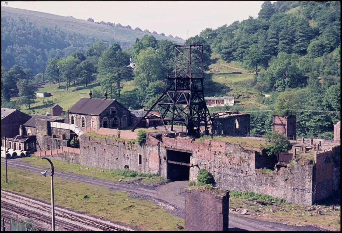 Colour film slide showing a general view of Llanhilleth Colliery.
