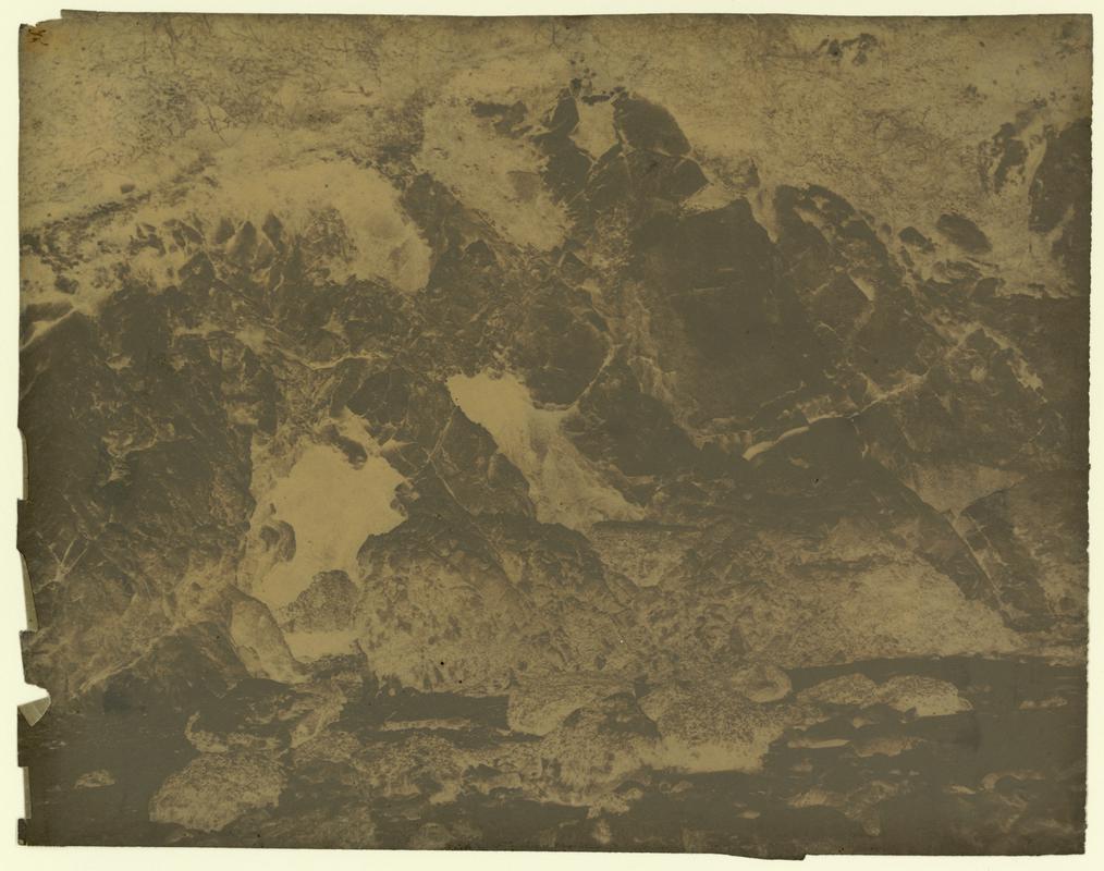 Wax paper calotype negative. Caswell Bay - Rocks (1855-1860)