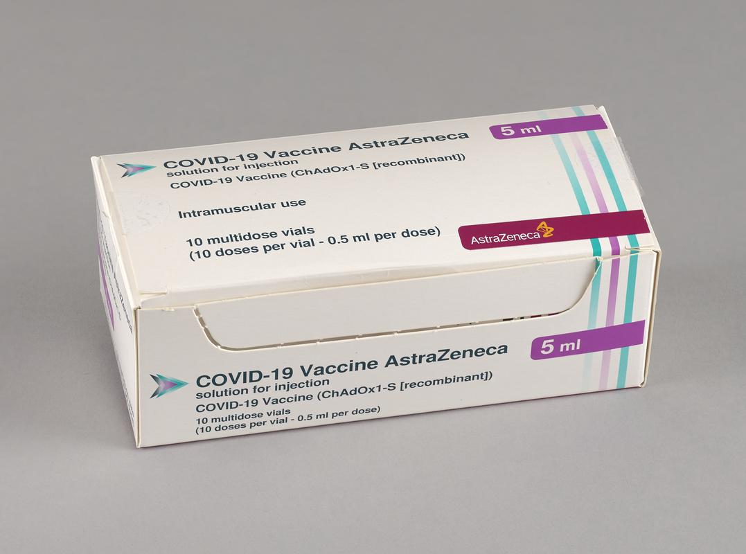 Ten empty 'COVID-19 Vaccine AstraZeneca' vials.