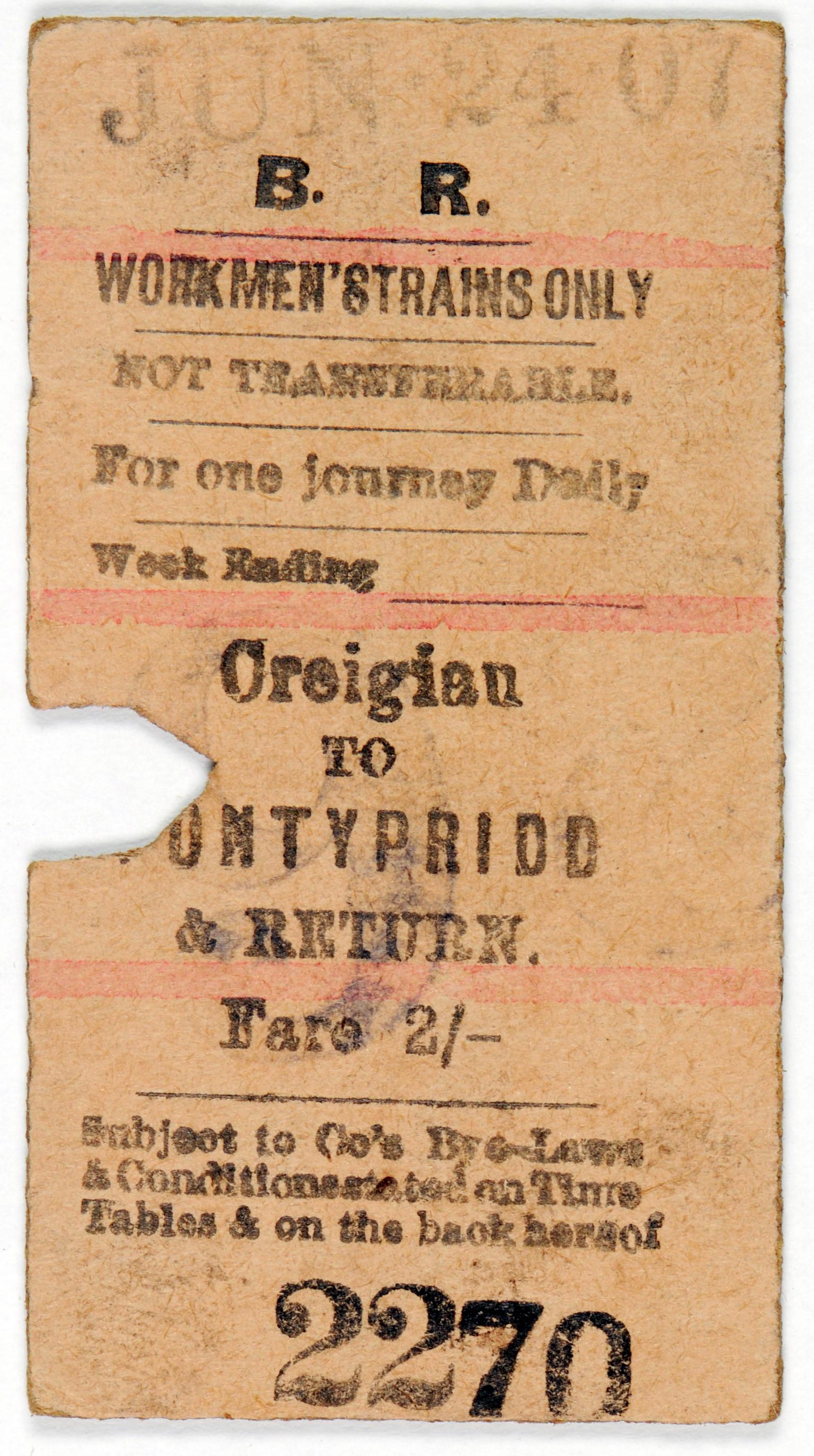 Barry Railway, ticket