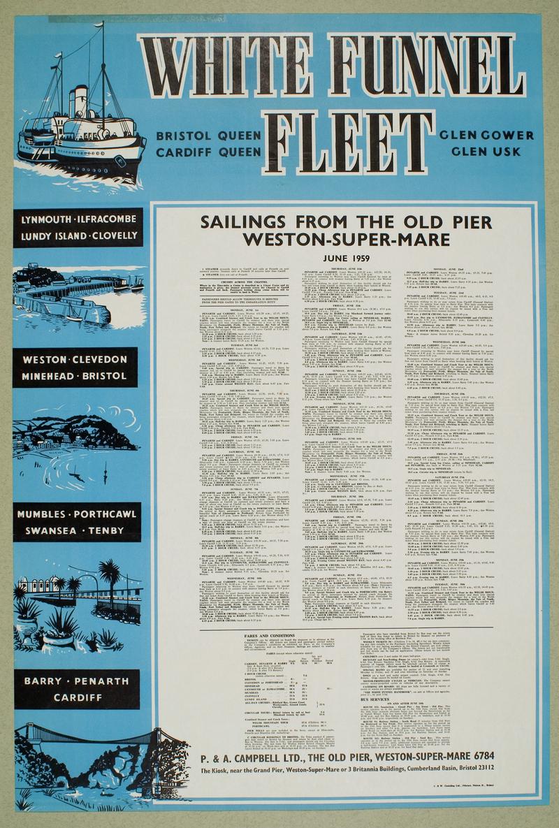 P & A Campbell White Funnel Fleet Advertising Poster