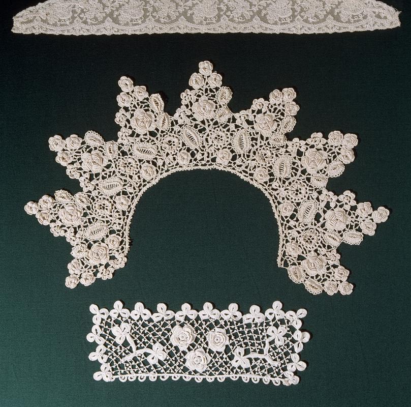 Crocheted collar and cuff from Llangrannog and Penarth, c. 1890-1910