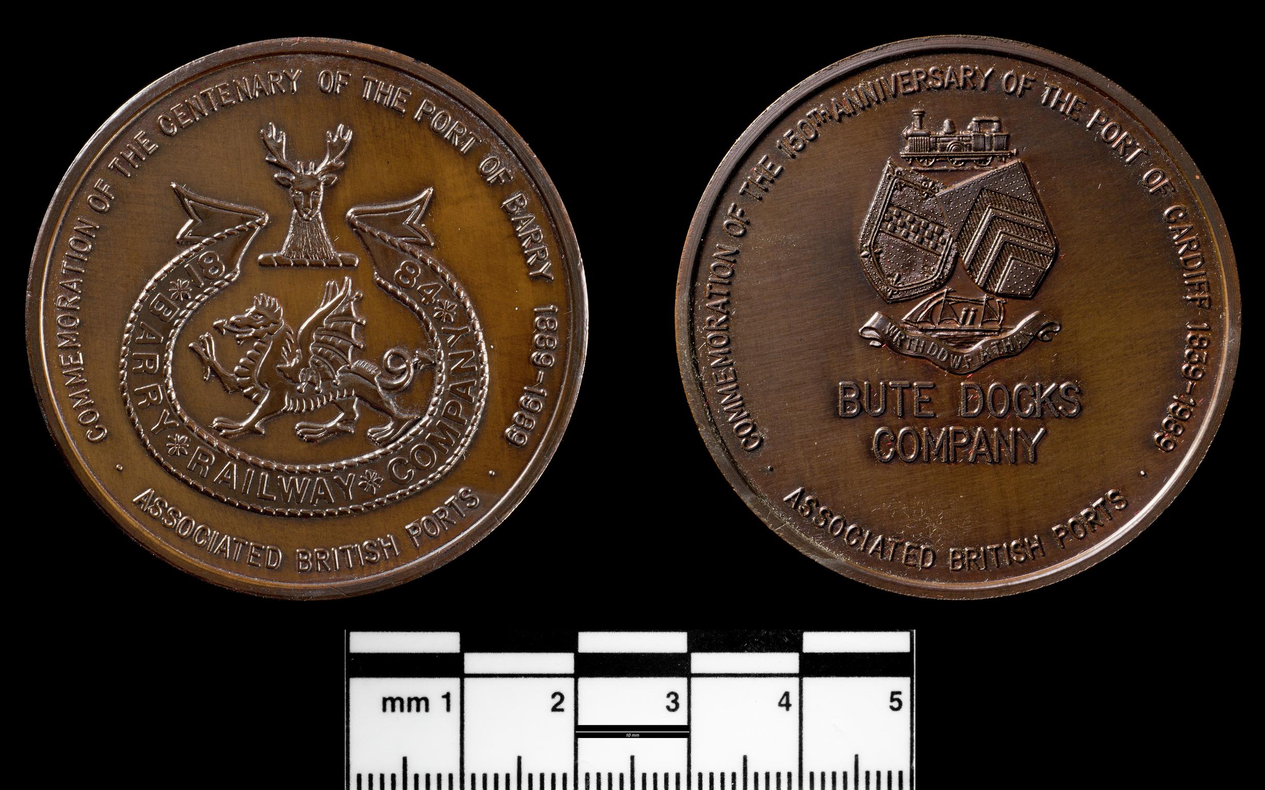 Anniversary medal Cardiff & Barry Docks, 1989
