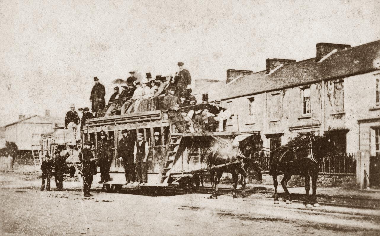 Horsedrawn railway carriage on the Mumbles Railway