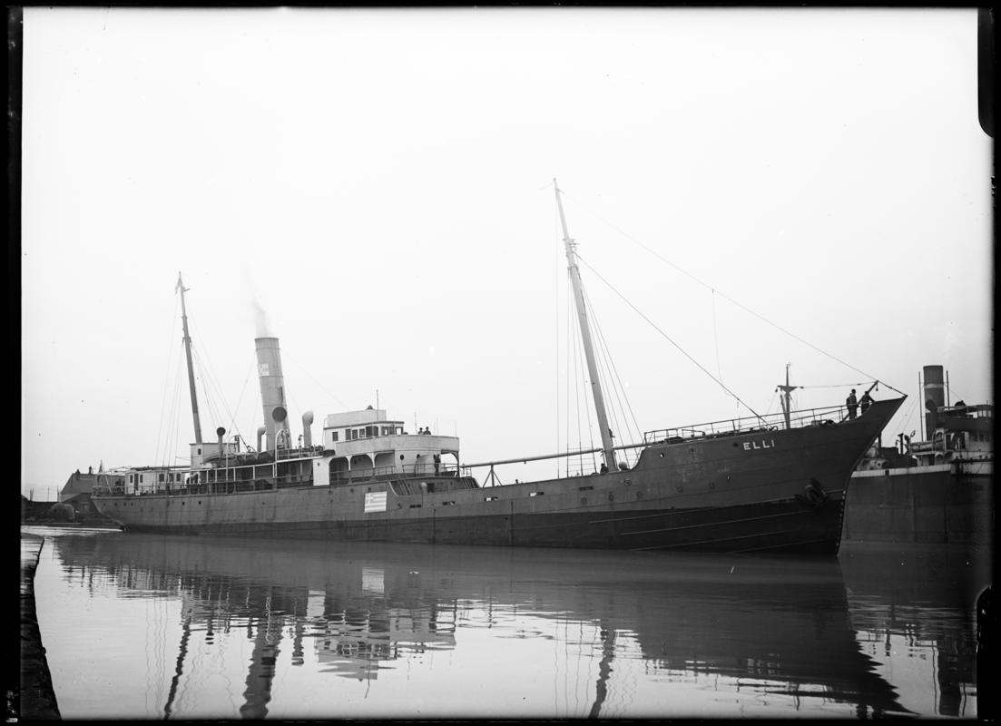 Three quarter Port bow view of S.S. ELLI, c.1936.