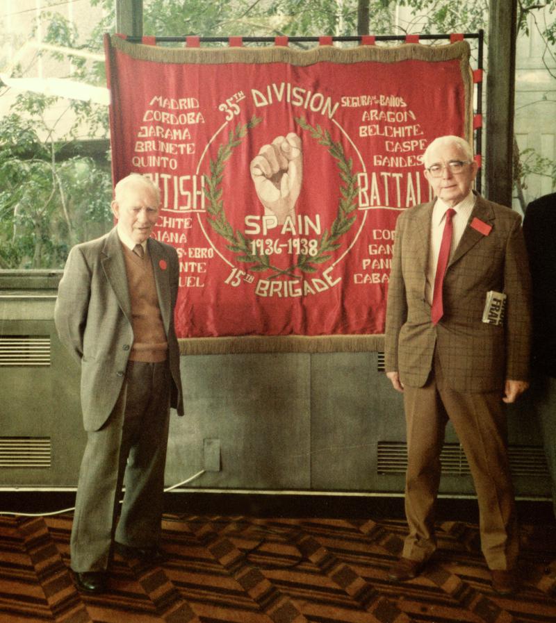 Edwin Greening & Will Lloyd with banner