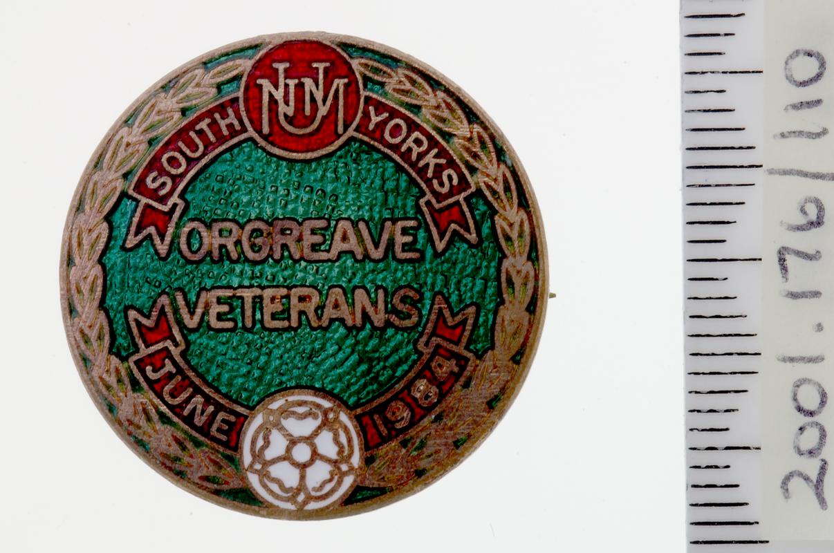 N.U.M Orgreave picket badge