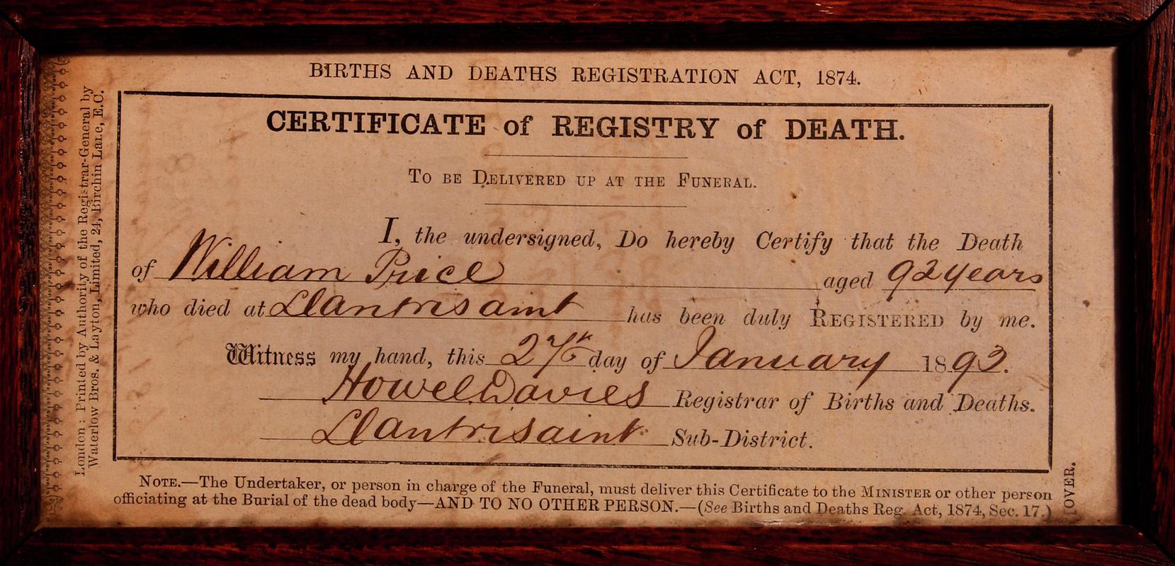 Death certificate