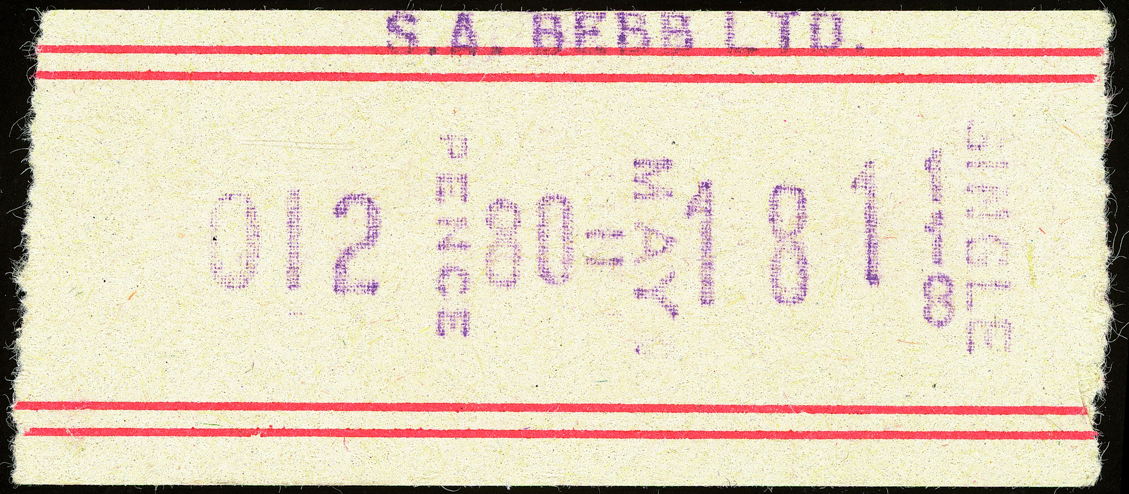S.A. Bebb Ltd. bus ticket