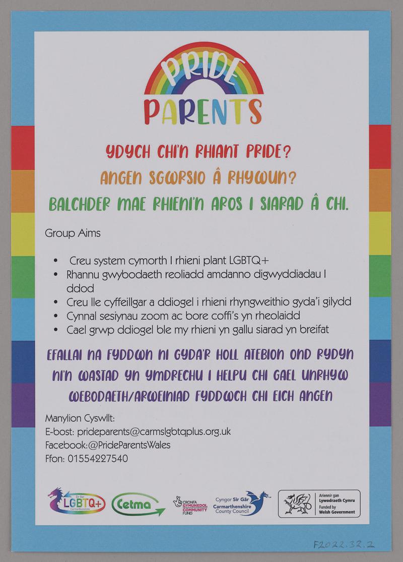 Leaflet 'Pride Parents'.