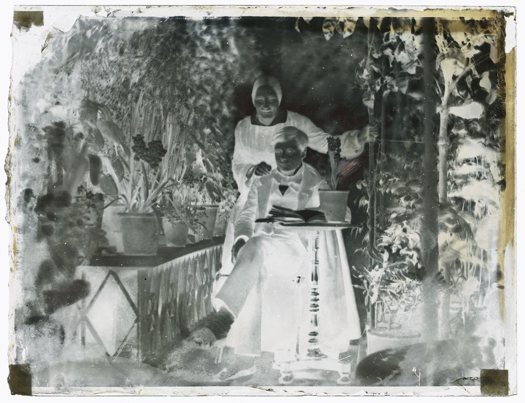 Emma and Johnny Llewelyn, glass negative