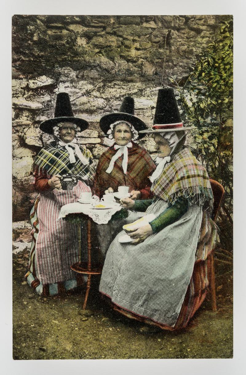 3 elderly Welsh ladies at tea.