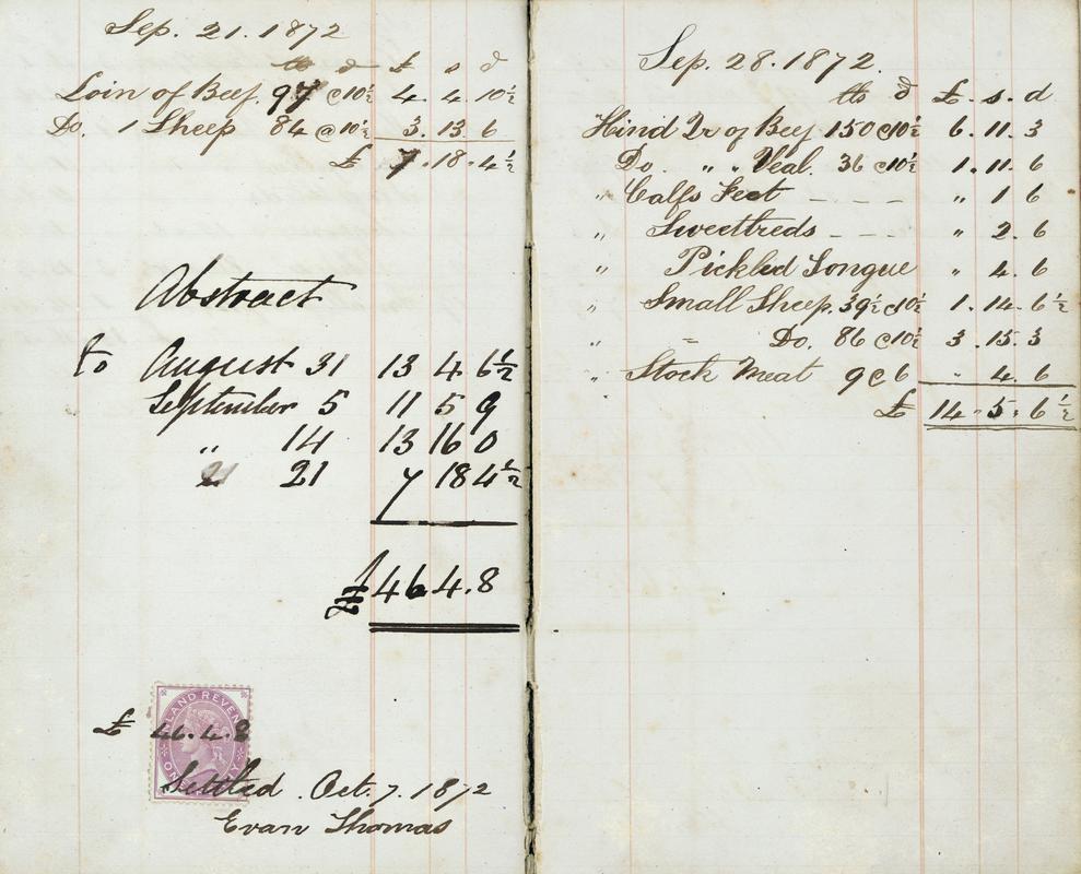 Butcher's account book [St Fagans; 1853-98]