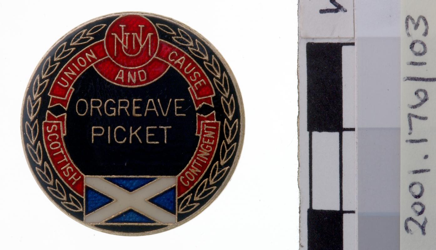 N.U.M. Orgreave Picket badge