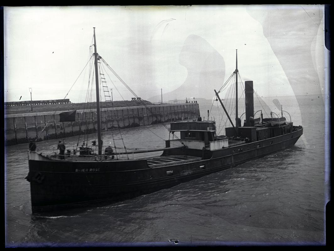 ¾ Port bow view of S.S. BRIER ROSE entering Cardiff Docks, c.1936.