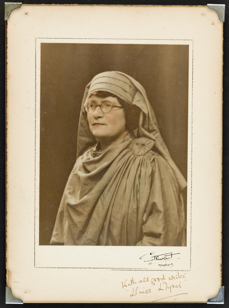 Photograph of woman (Llinos Llynfi ) in bardic costume