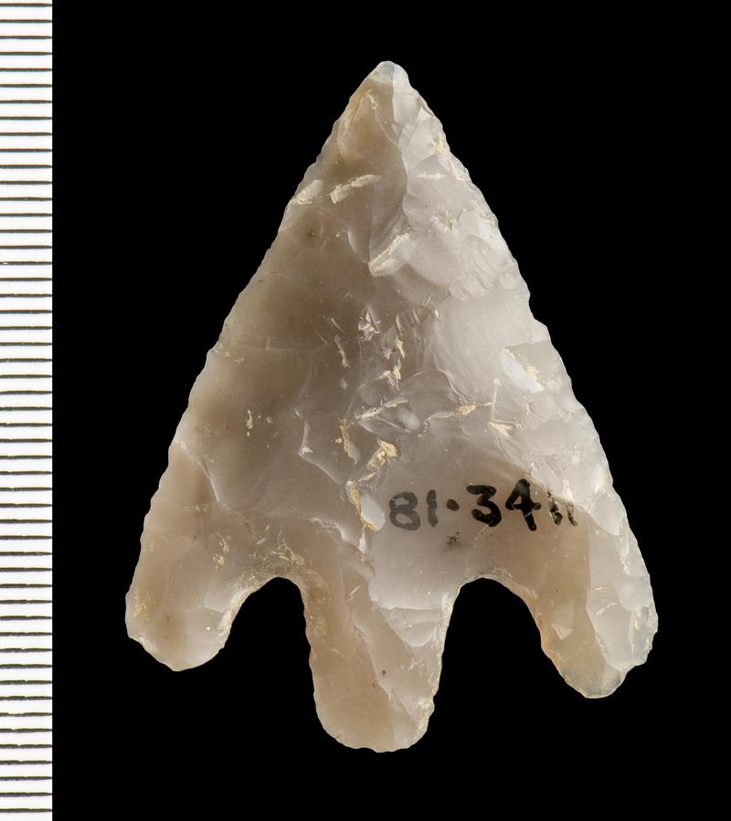 Bronze Age flint barbed and tanged arrowhead