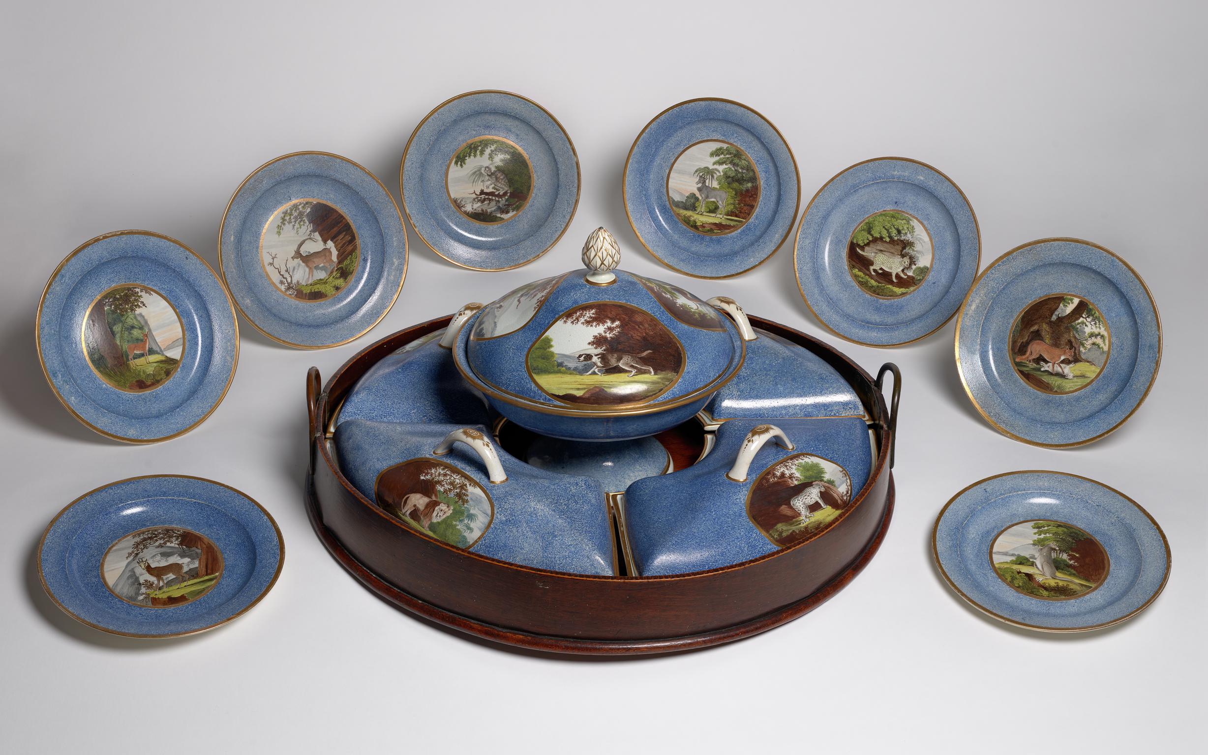 supper set with eight plates & tray, c1805