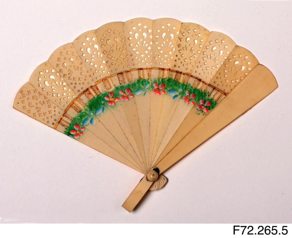 Small fan of 15 sticks with perforated pattern at top