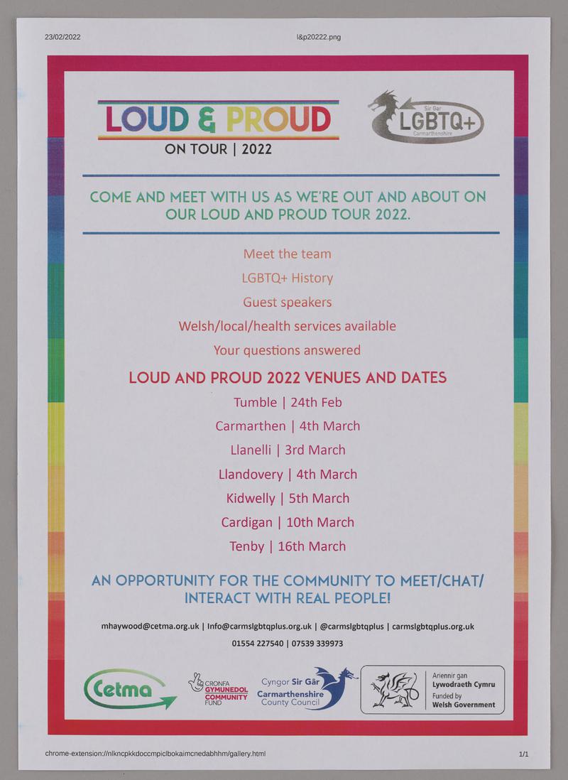 Poster 'Loud & Proud on Tour 2022'.