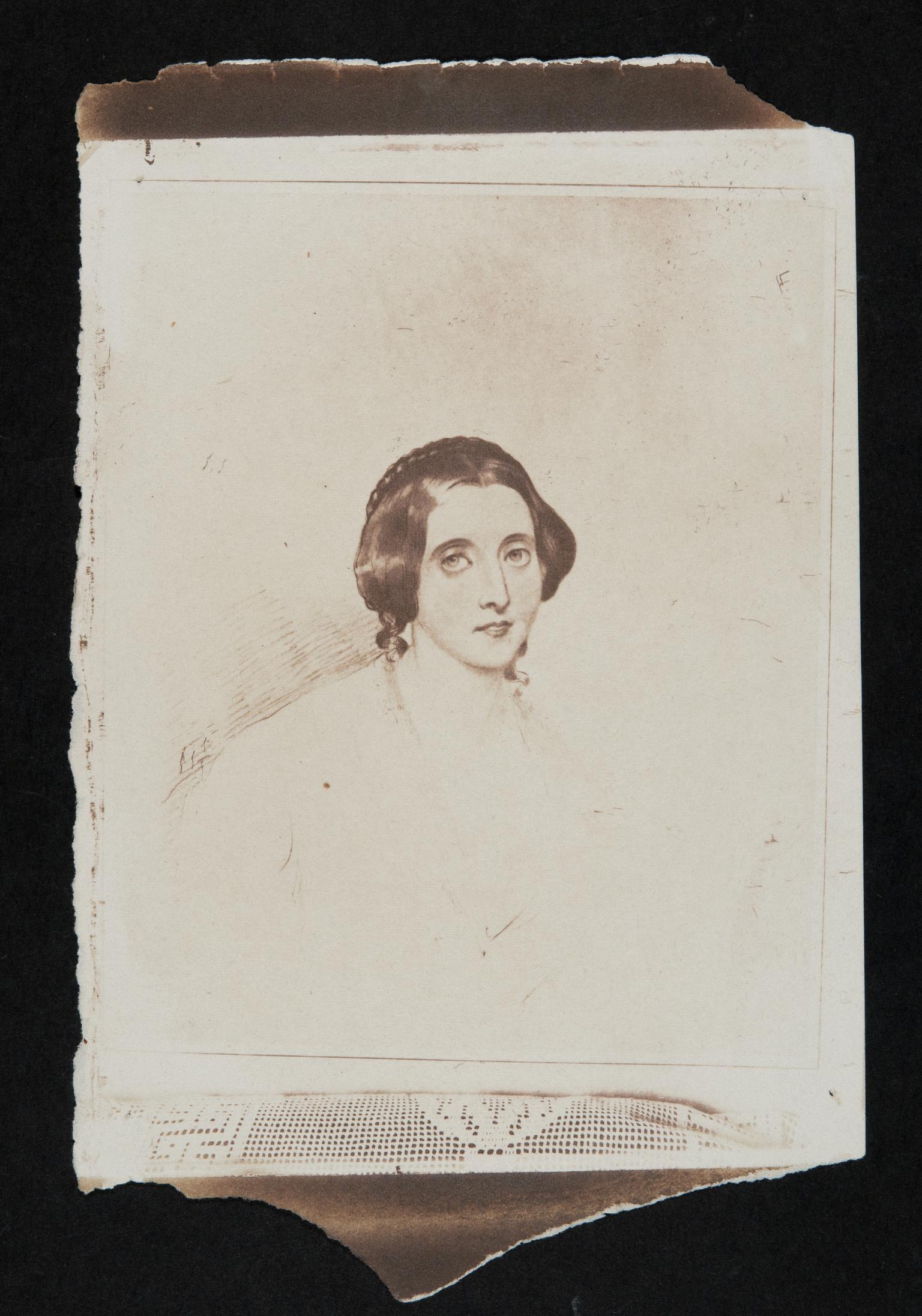 Drawing of a lady, photograph
