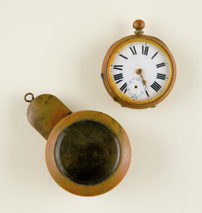 Pocket watch and Case 'turnip' for pocket watch, owned by Mr Evan Weston who was killed in the Senghenydd Explosion, 1913