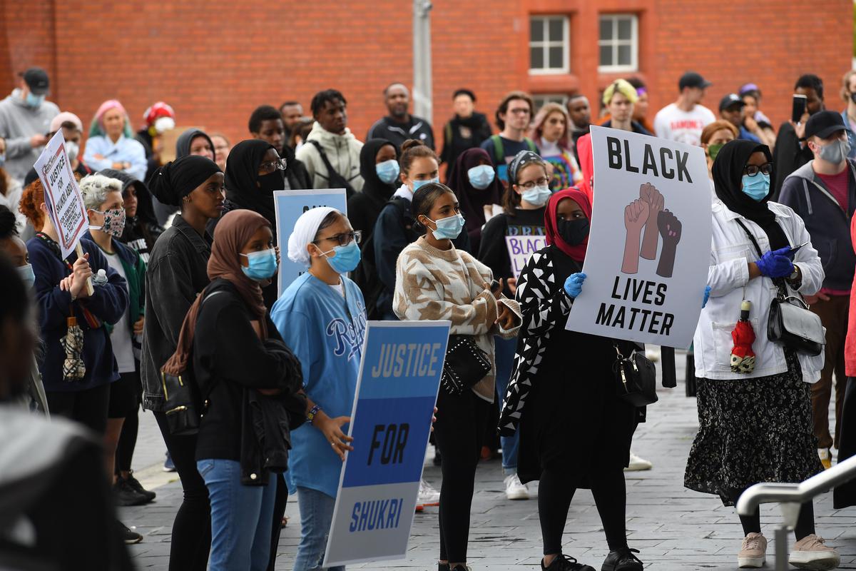 Black Lives Matter rally in front of the Senedd, 27 June 2020.