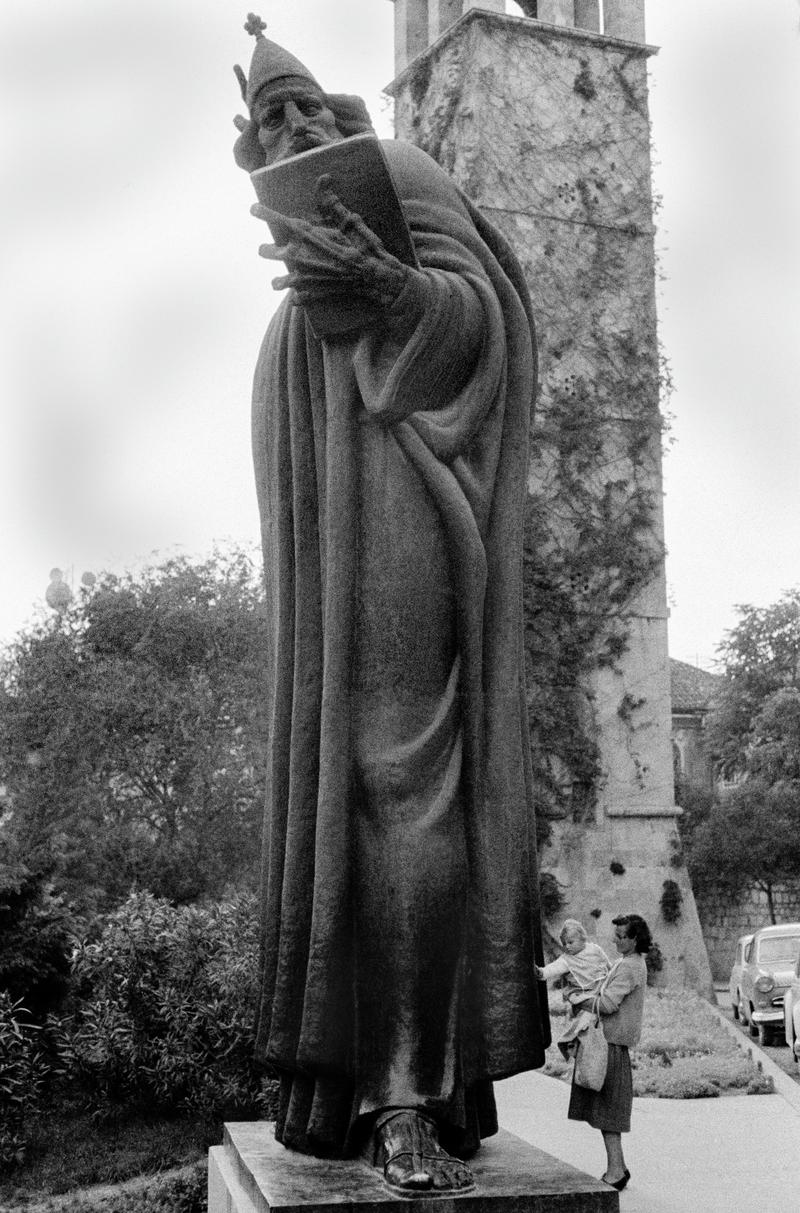 CROATIA (was Yugoslavia). Split. Large Statue of bishop Gregory of Nin in the centre of the city. 1964.