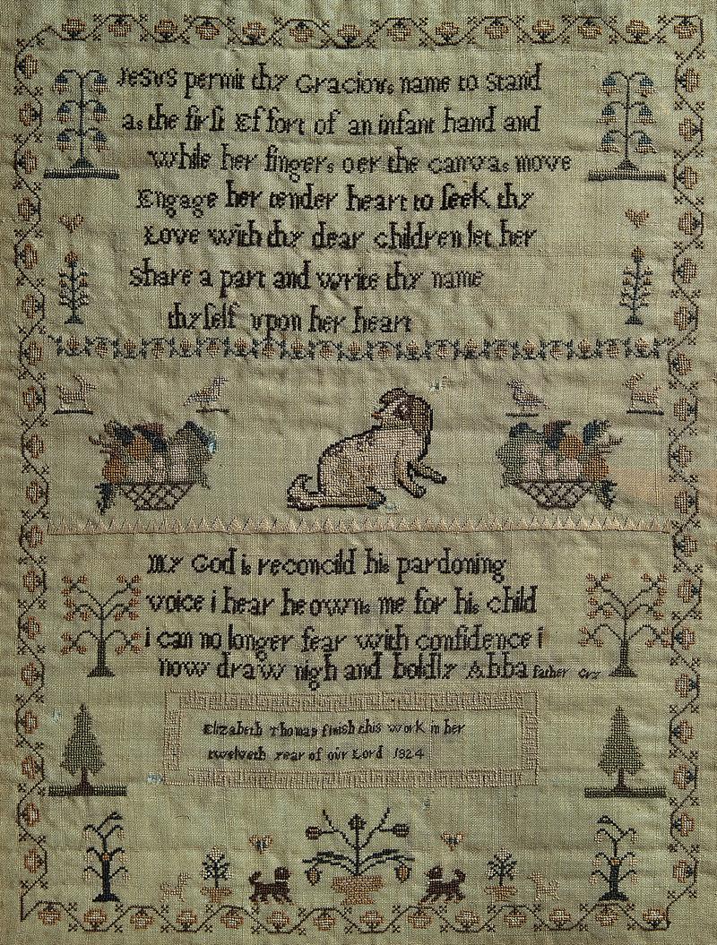 Sampler (verse & motifs), made in St Dogmaels, 1824