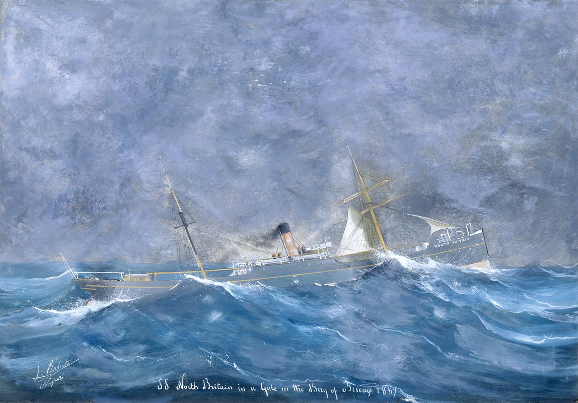 S.S. NORTH BRITAIN in a Gale, Bay of Biscay 1889