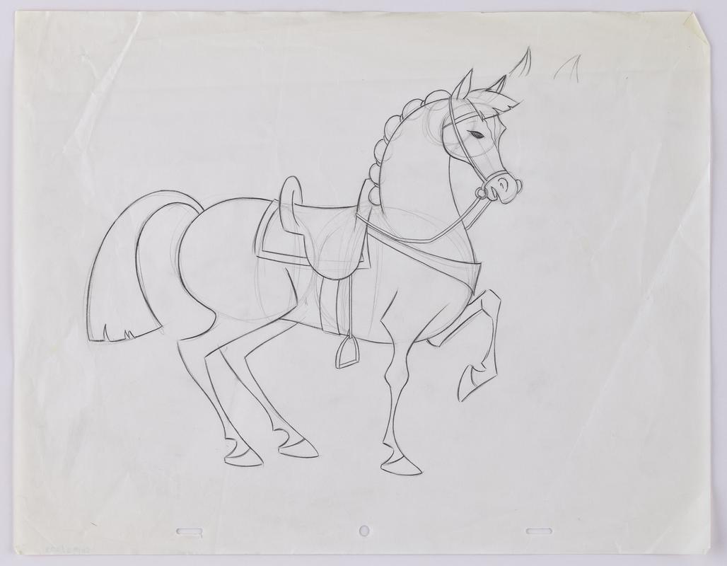 Turandot animation production sketch of a horse.