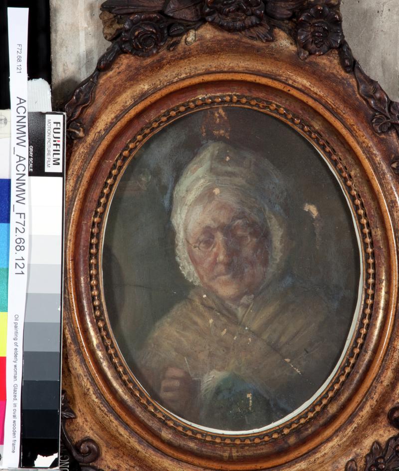 Oil painting of elderly woman