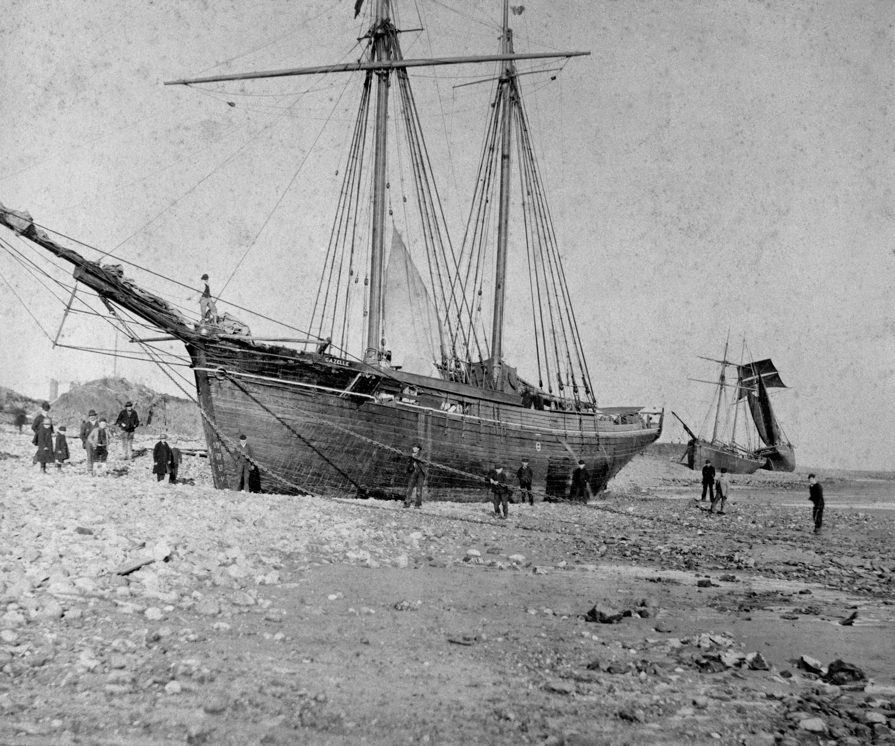 GAZELLE blown ashore 1882, photograph