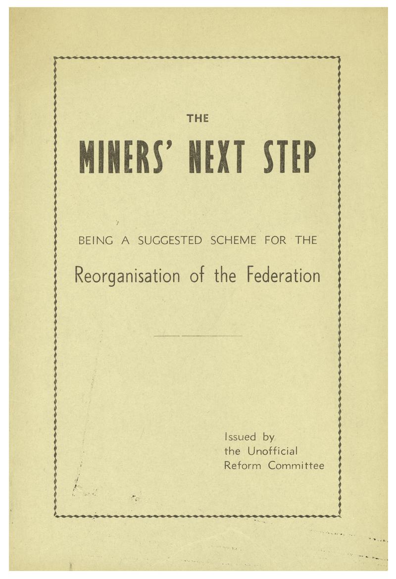 The Miners' Next Step (front page)