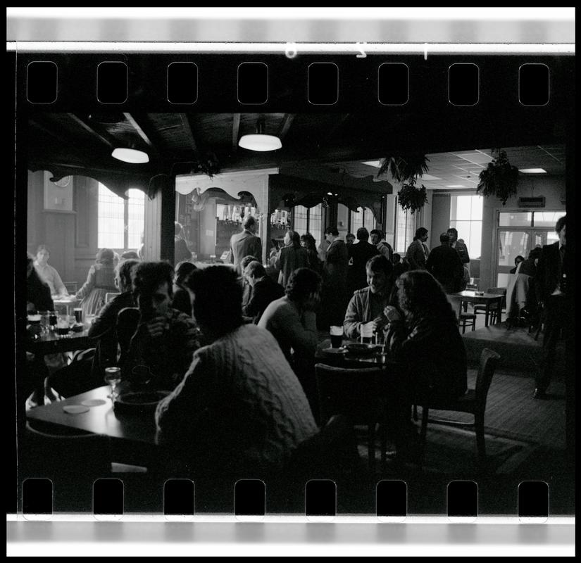 People eating lunch at the Dowlais Pub.