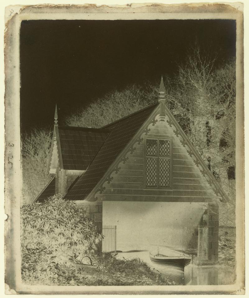 Penllergare, boat house, paper negative