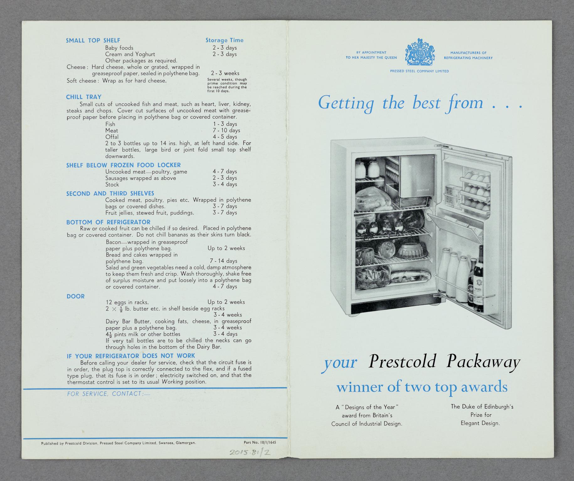 Getting the best from ... your Prestcold Packaway (leaflet)