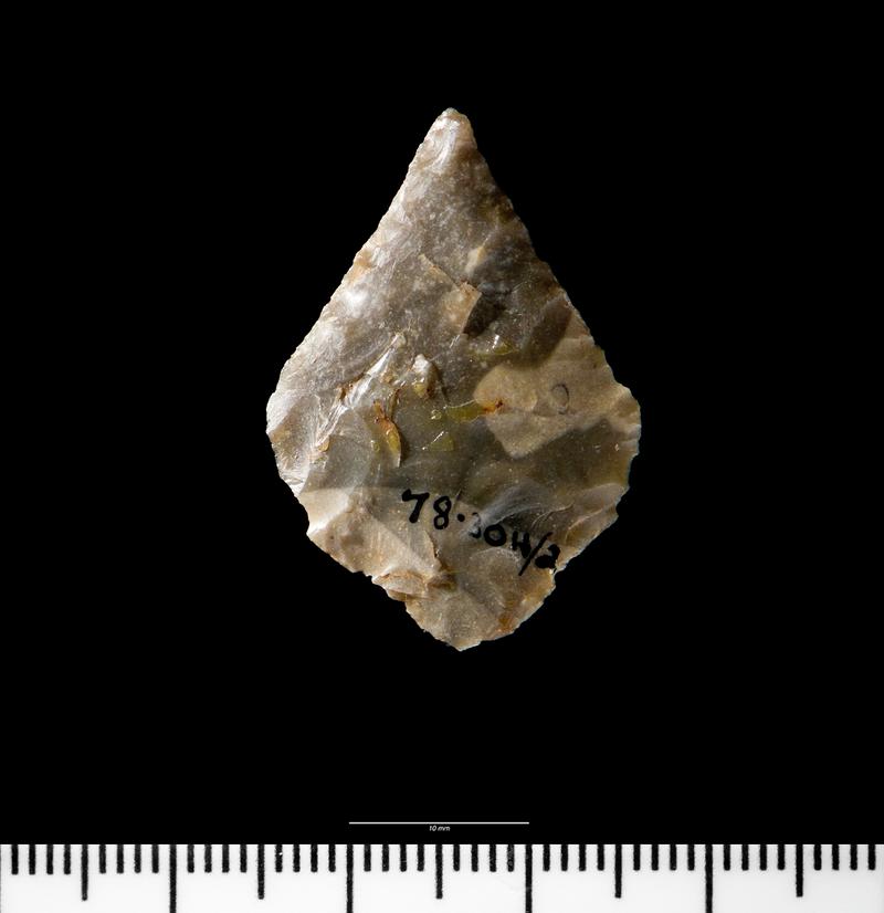 Neolithic flint leaf shaped arrowhead
