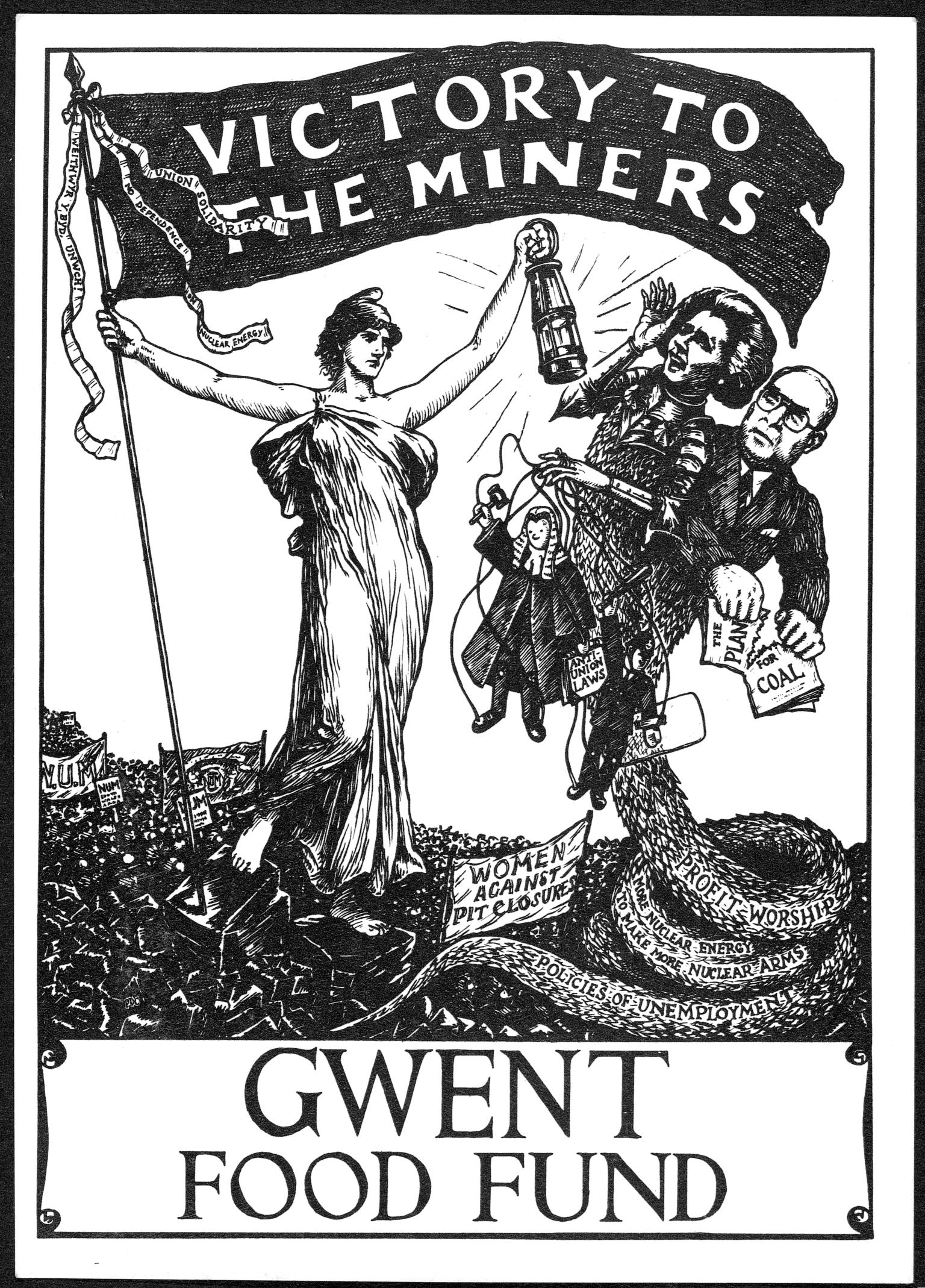 Victory to the Miners. Gwent Food Fund (postcard)