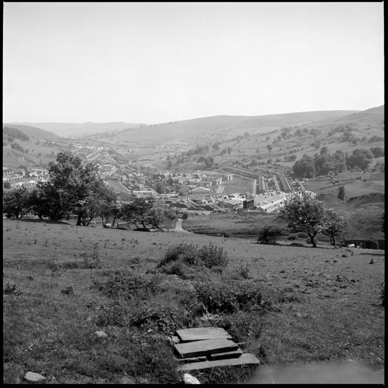 Black and white film negative showing a view of Senghenydd.  'View of Senghenydd' is transcribed from original negative bag.  Appears to be identical to 2009.3/1299.