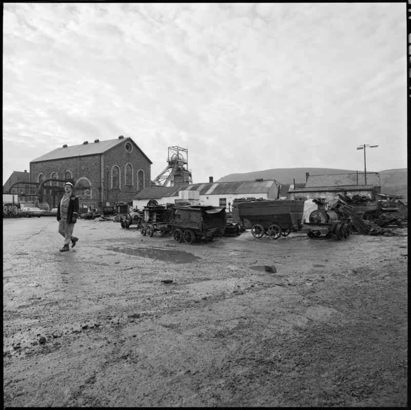 Black and white film negative showing a surface view of Coegnant Colliery taken from the yard, 25 November 1981.  'Coegnant 25 Nov 1981' is transcribed from original negative bag.