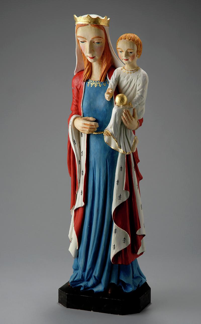 Painted carving of Madonna and Child