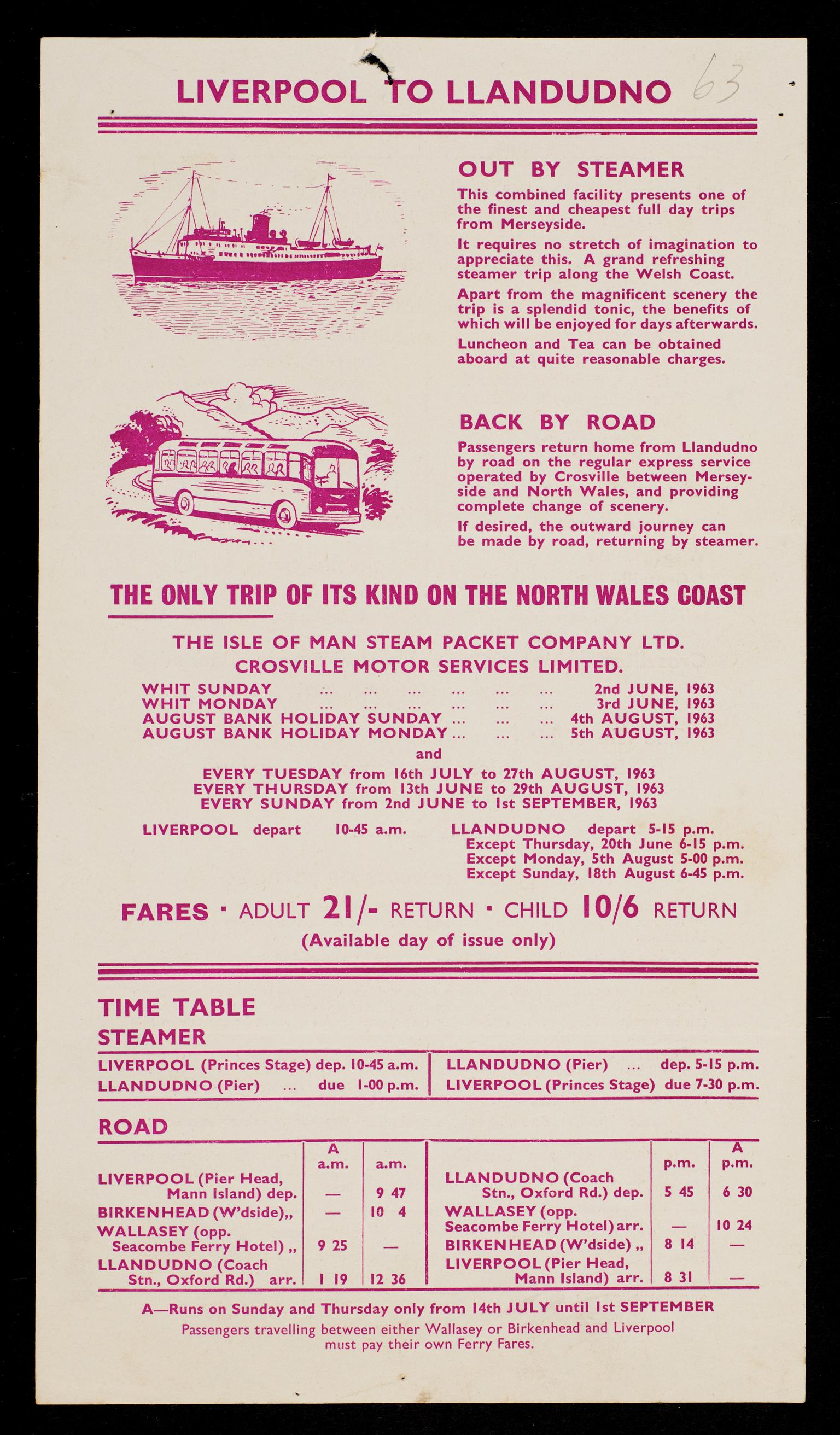 Isle of Man Steam Packet Co. Ltd., handbill