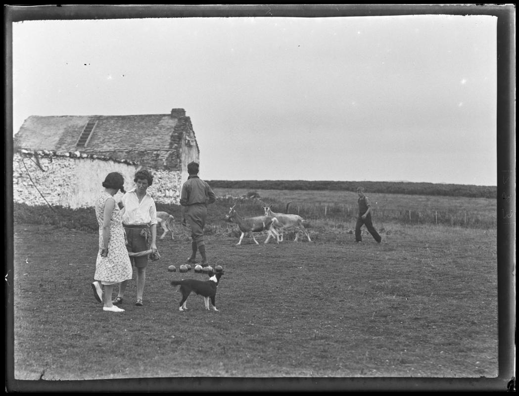 Ronald Lockley and others, glass negative