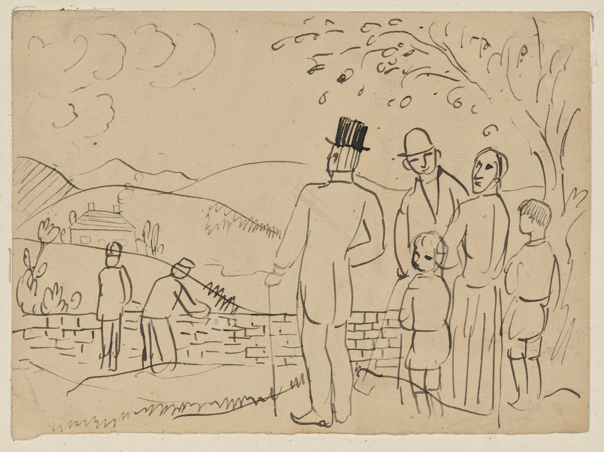 Group of Figures overlooking a Landscape